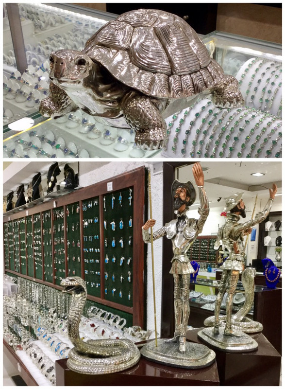 Silver figures in jewelry shop