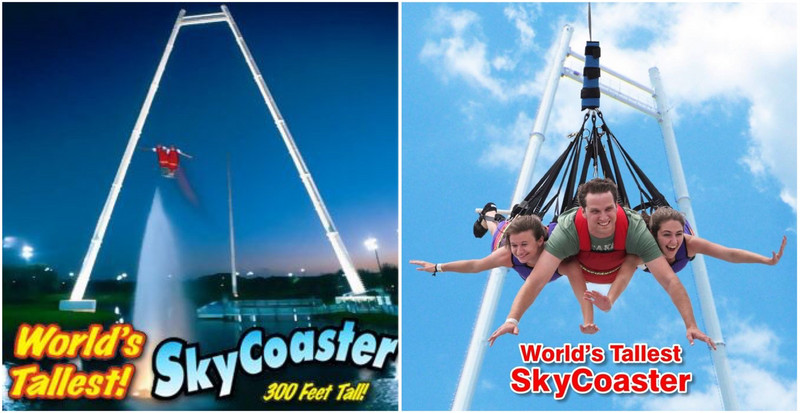Girls rode this skycoaster