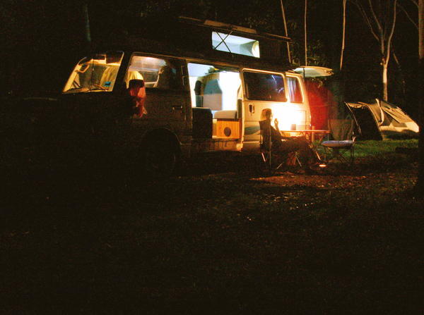 A night camping scene