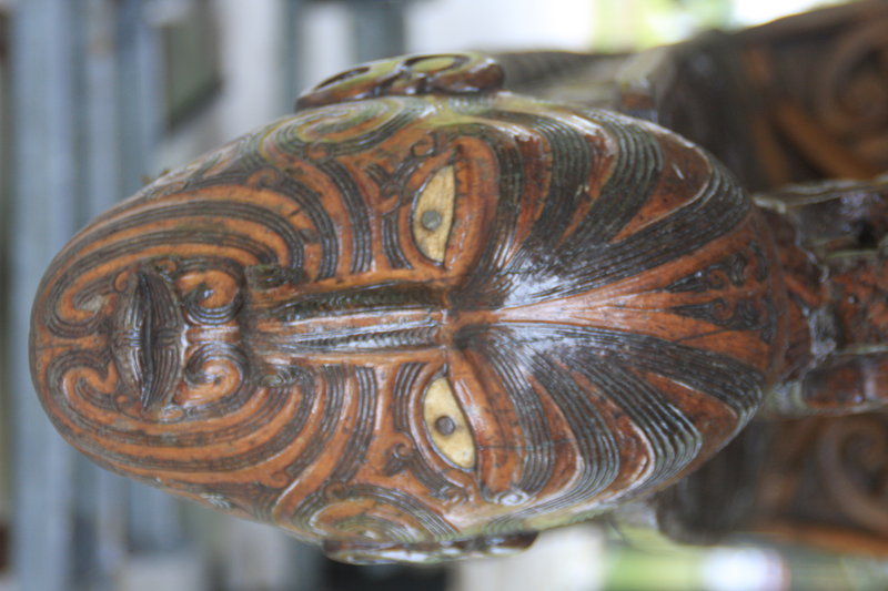 Maori carving at head of boat