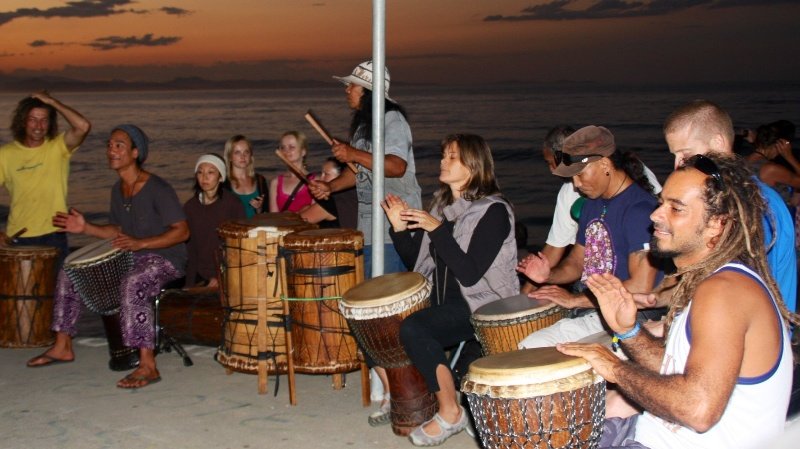 Drumming group at Byron Bay for every sunset