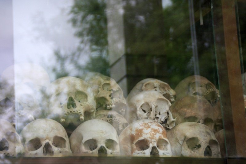 Eight thousand skulls fill the memorial at the Killing Fields