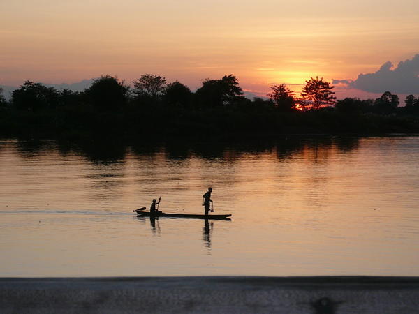 Fishing at sunset 