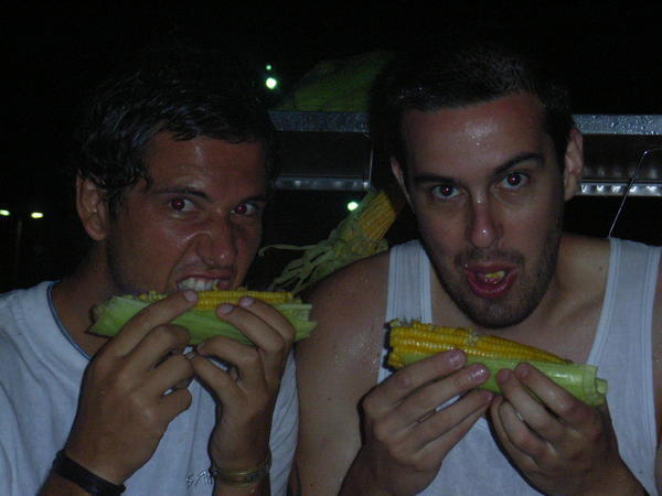 Corn on the cob on Copacabana beach after the party