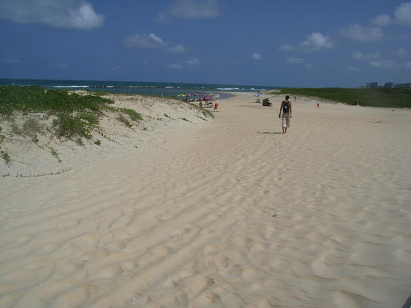 Huge white expanses of sand, walking down for a dip!