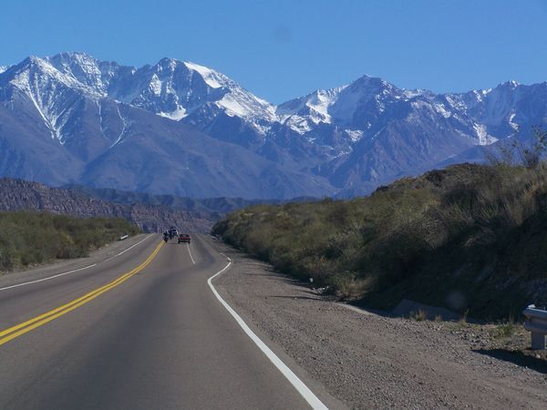 Driving into the Andean mountains