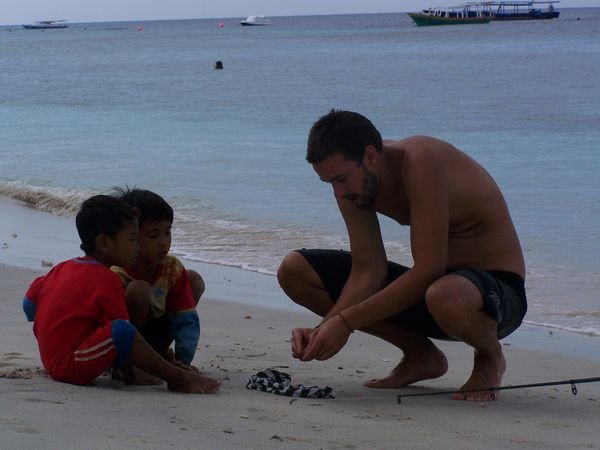 Sharing fishing knowledge with the locals