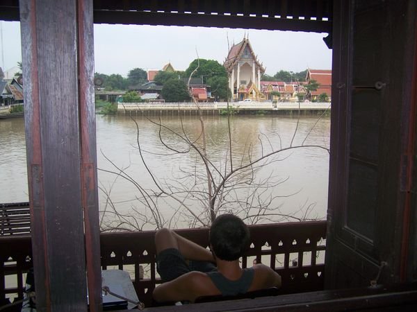 View over river from traditional teak house
