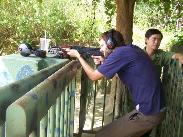 Christian shooting with a Kalashnikov