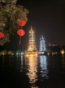 Two Pagodas on the river in Guilin