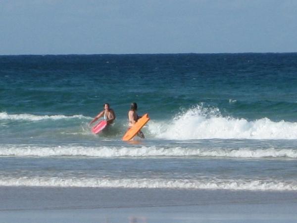 Boogie boarding in Byron Bay with "The Niki"