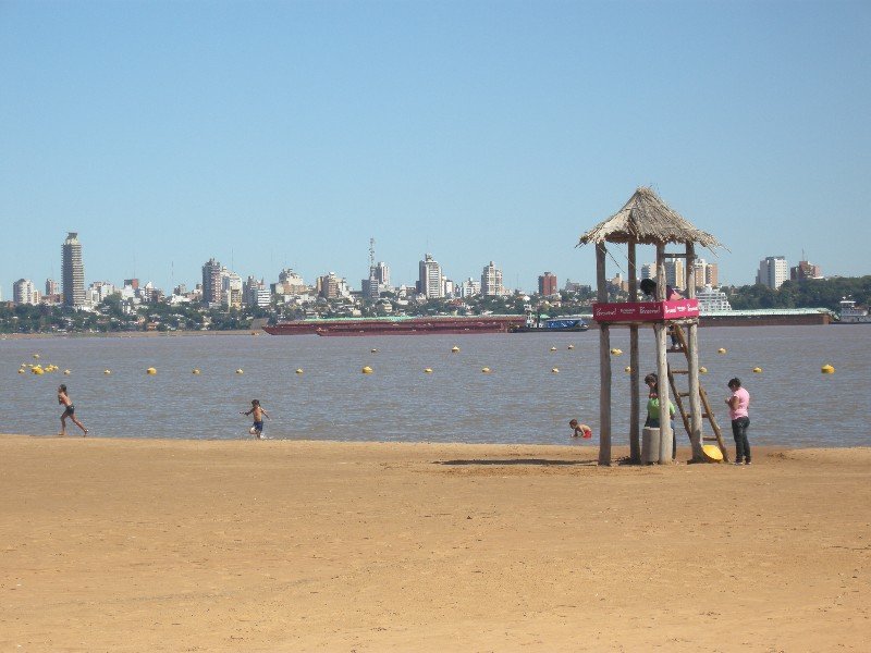 Beach, Encarnación with Argentina in the background