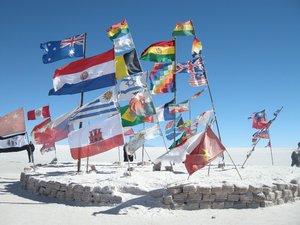 Flags in the salty desert