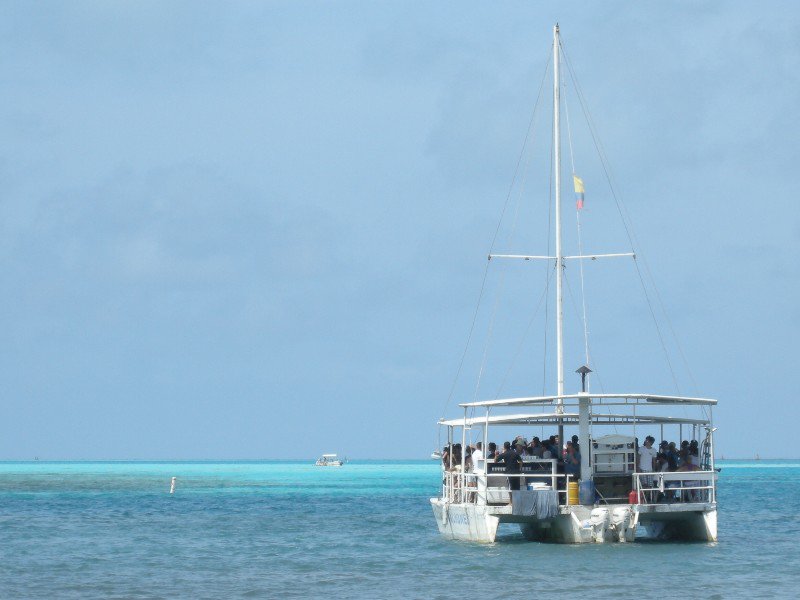 The stationery Colombian party boat with music booming