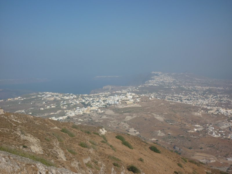View of Santorini from the top of the hill