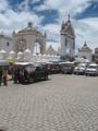 Wedding cars lined up outside of Cathedral