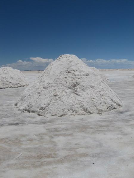 A pile of salt extracted from the salt flats