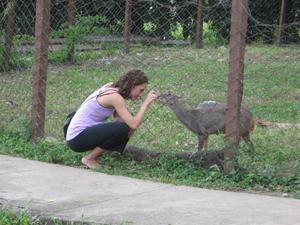 Natasha feeding the one-horned goat