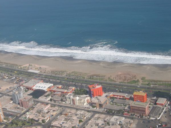 A view of the beach from above
