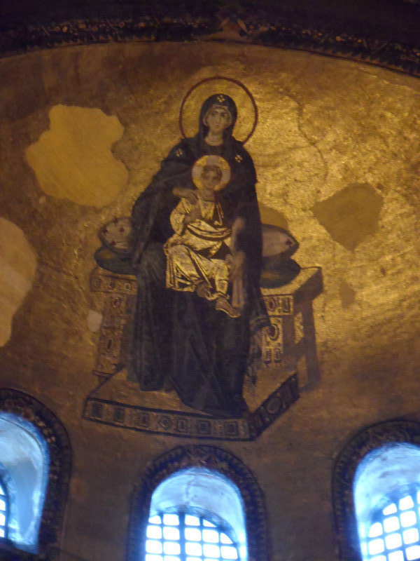 A mosaic of Mary and the Christ Child