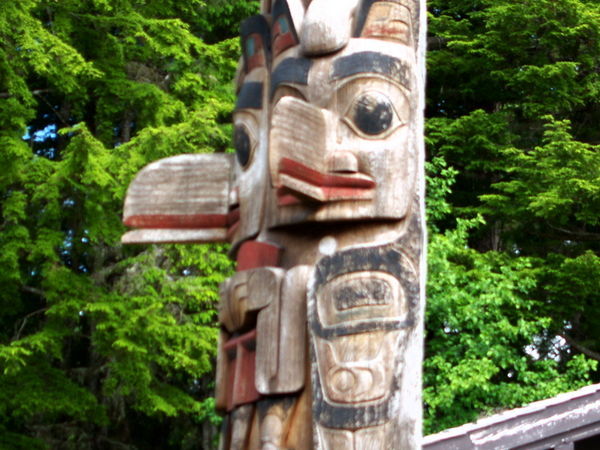 Totem pole close up in park