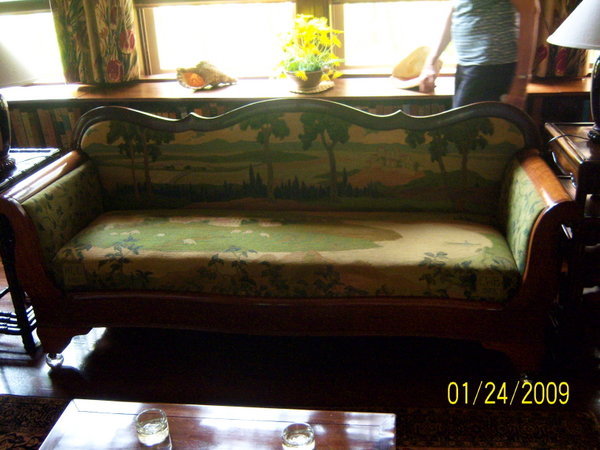 The sofa in the living room of the Main House