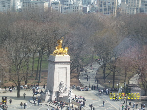 Golden statue at the entrance to Central Park
