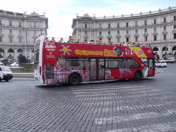 Double decker sightseeing bus