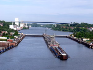 We approach the Kiel Canal locks