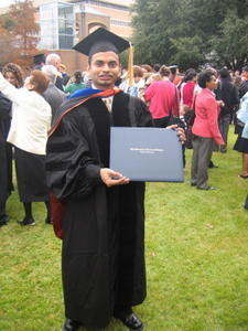 Santh with his degree
