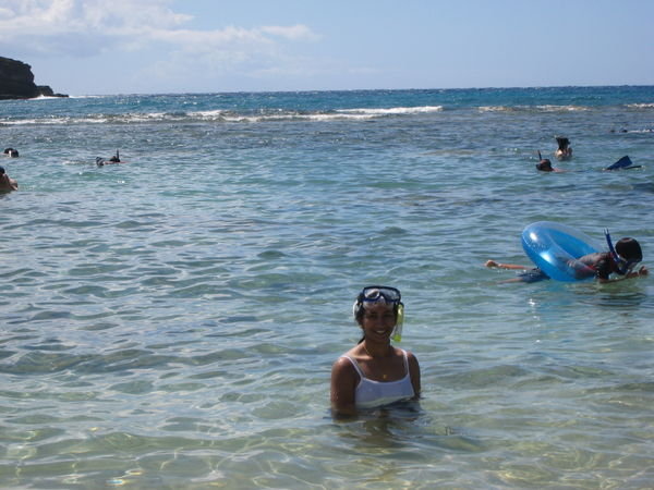 In the bay..proof that I did snorkel :)