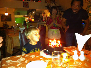 blowing out his candles