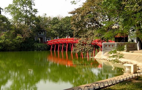 Bridge to Pagoda at Hoan Kim Lake