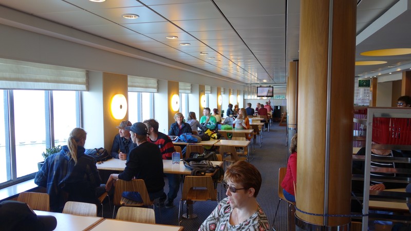 Pam in ferry ship dining area