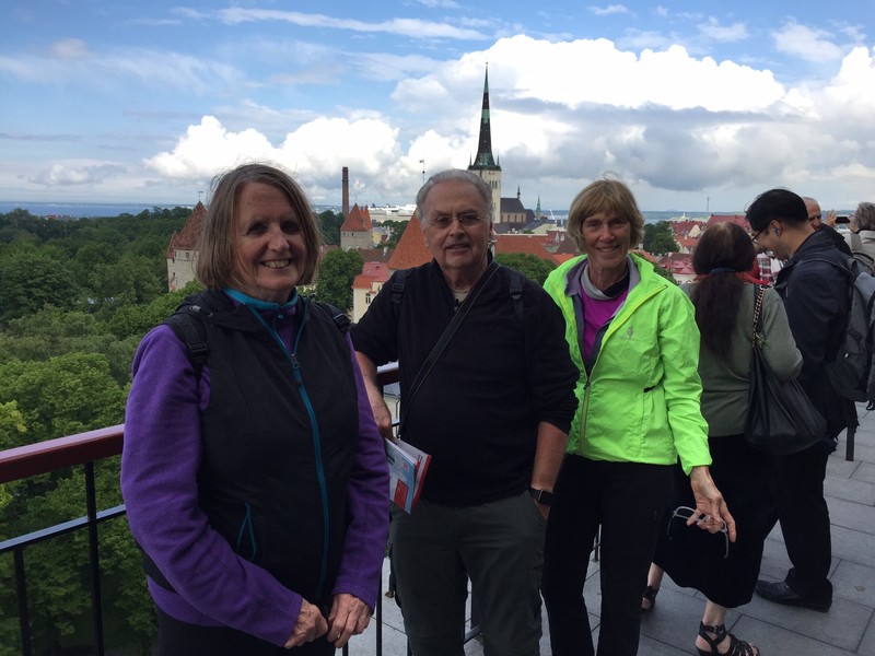 Bobbie,Gary and Pam on platform overlooking Old Towne in Tallinn