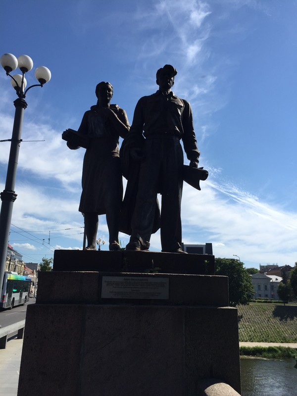 Soviet Realism statues on Green Bridge in Vilnius