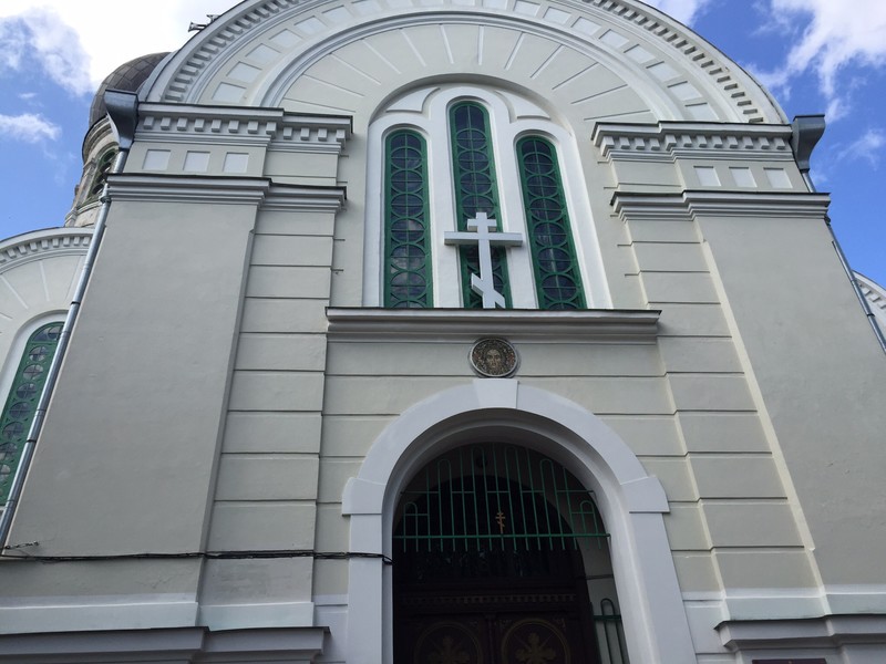 Front of Russian Orthodox Church in Moscovy section in Riga