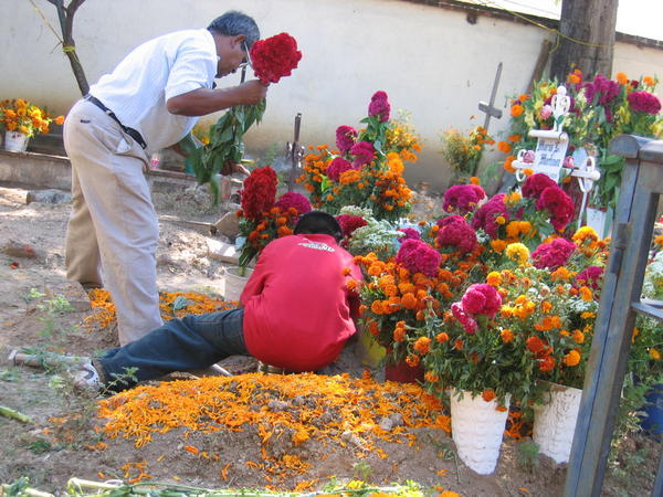 Decorating a grave