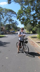 Finding our way on our bikes, Byron Bay.