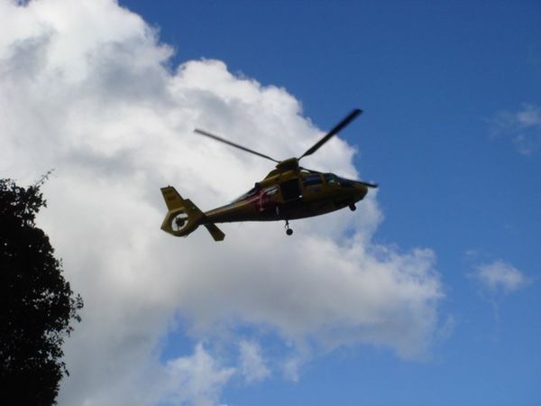 The helicopter that we airlifting people out
