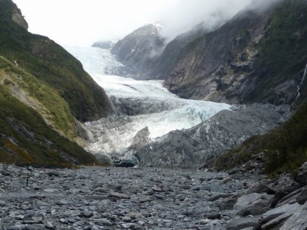 Franz Glacier forcing it way through the mountain