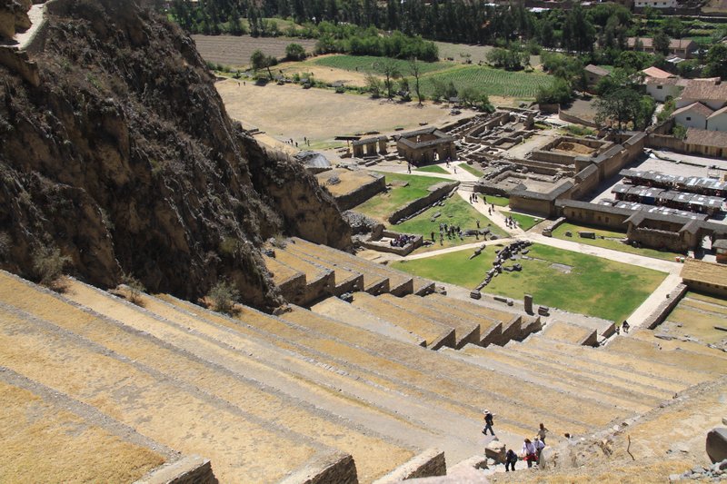 looking down the terraces from the top of the temple of the sun