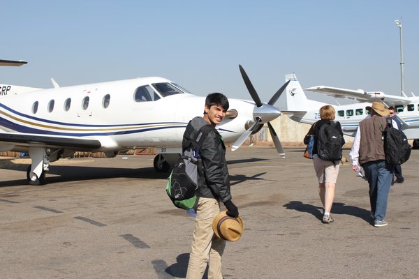 Boarding our flight to Singita