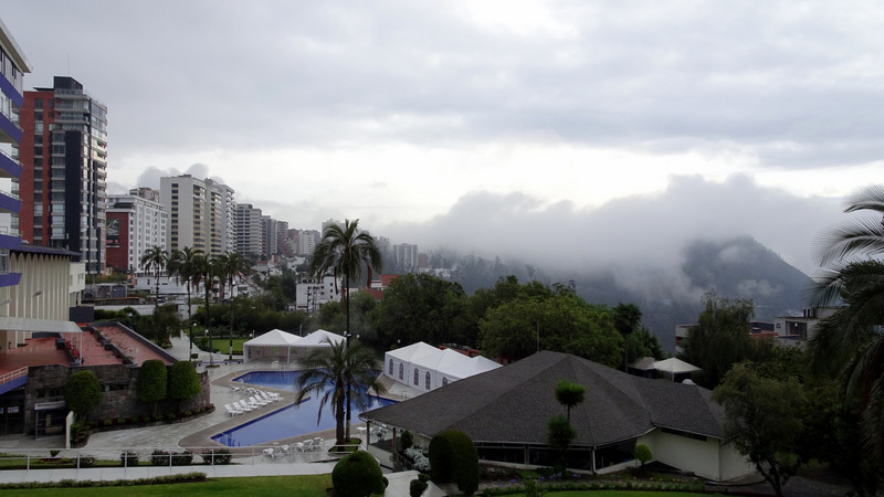 Morgenudsigten fra hotellet i Quito