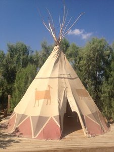 A wigwam for rent by the night at Barstow KOA