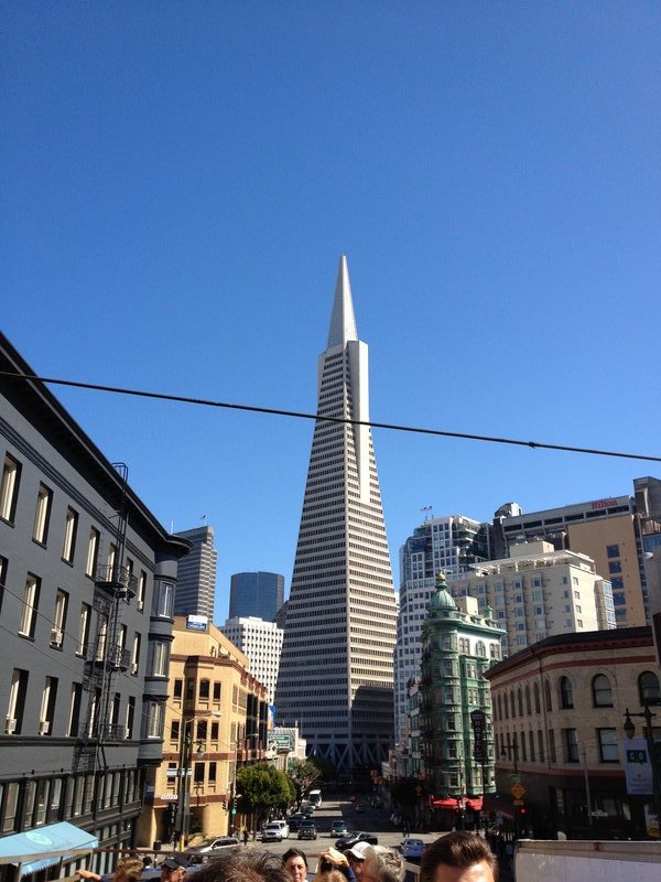 The tallest building in SF, Transamerica tower...wouldn't want to be up there in the next earthquake!