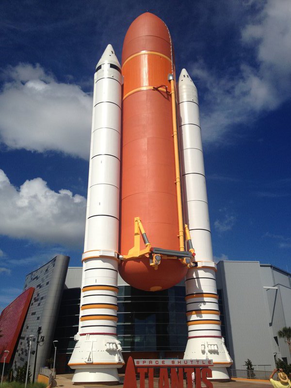 Outside Atlantis, the rocket boosters