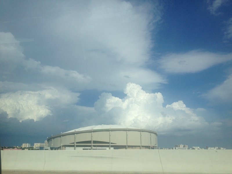 Passing Tropicana Field, home of the Tampa Bay Rays