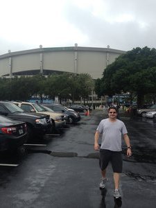 Excited Justin outside Tropicana Field