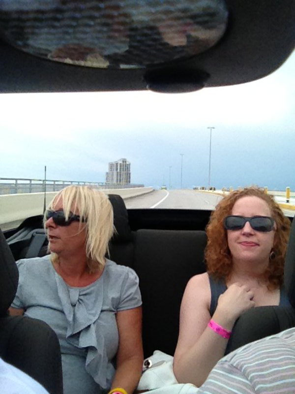 The girls cruising Clearwater, roof down!